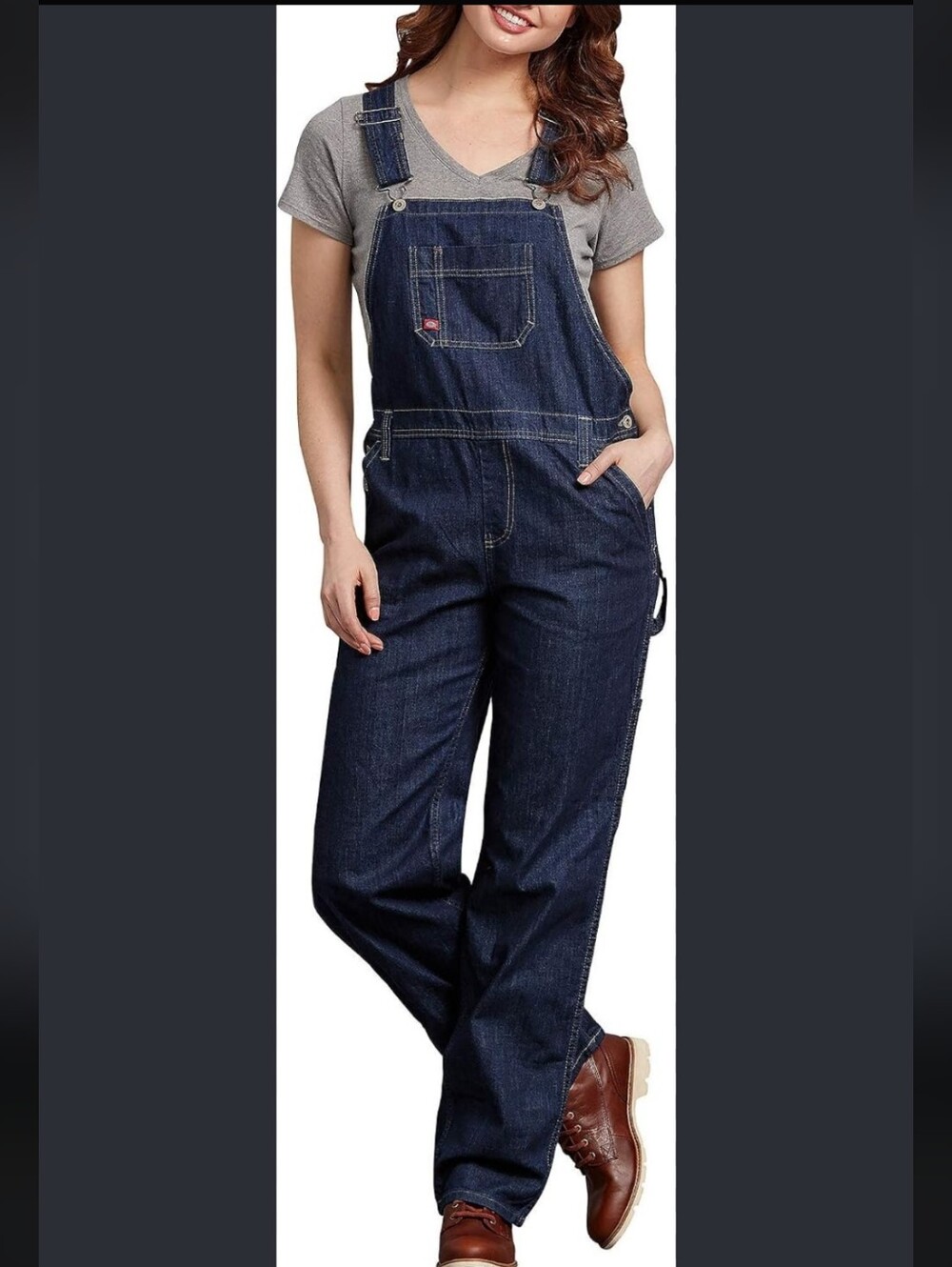 Dickies 90s Grunge Skater Streetwear Denim Bib Carpenter Overalls Dark Wash XS